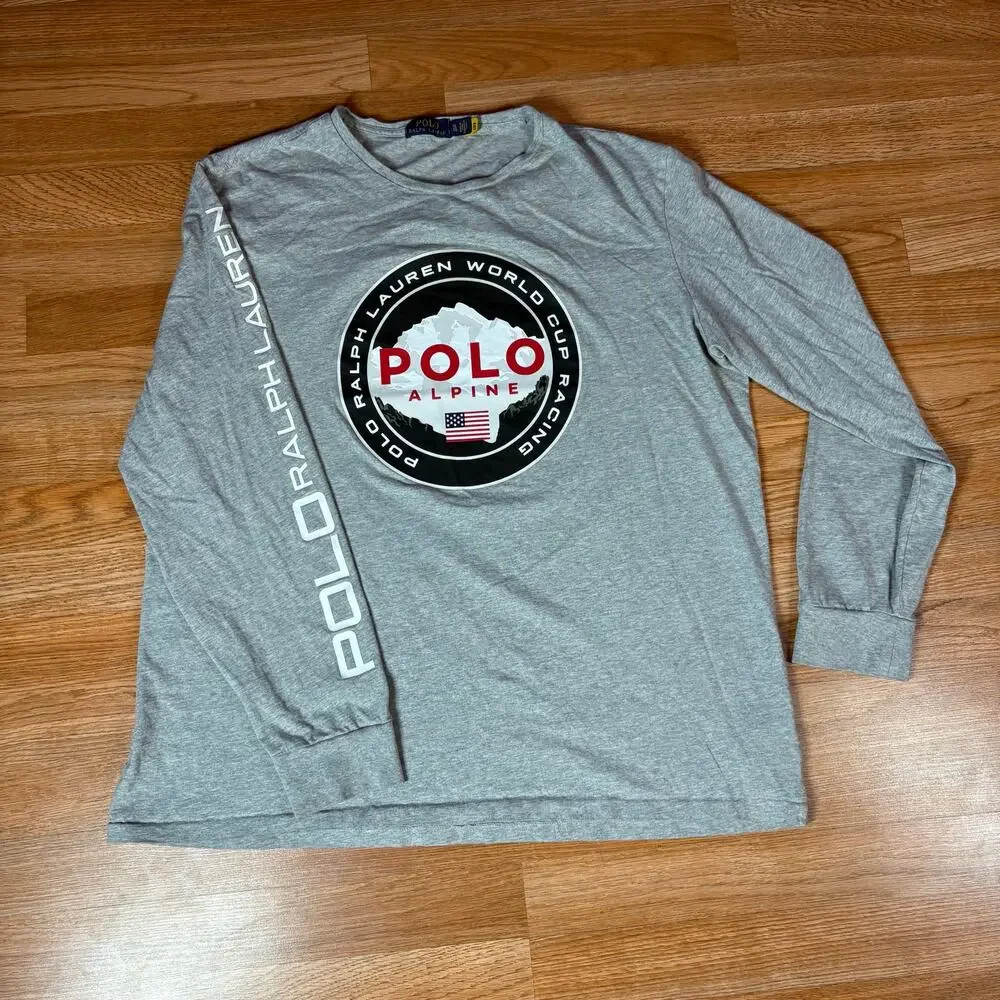 Polo Ralph Lauren Mens Alpine Ski Long Sleeve Shirt Size XL Grey Preowned